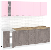 Кухонный гарнитур Кортекс-мебель Корнелия Лира 2.4м (розовый/оникс/мадрид) - 
