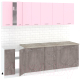 Готовая кухня Кортекс-мебель Корнелия Лира 2.4м (розовый/оникс/марсель) - 