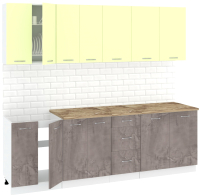 Кухонный гарнитур Кортекс-мебель Корнелия Лира 2.4м (салатовый/оникс/мадрид) - 