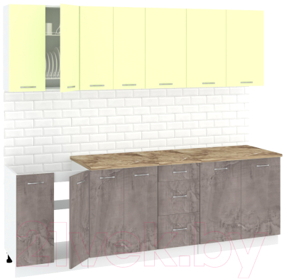 Готовая кухня Кортекс-мебель Корнелия Лира 2.4м (салатовый/оникс/мадрид)