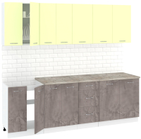 Кухонный гарнитур Кортекс-мебель Корнелия Лира 2.4м (салатовый/оникс/марсель) - 