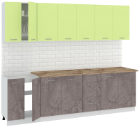 Кухонный гарнитур Кортекс-мебель Корнелия Лира 2.6м (зеленый/оникс/мадрид) - 