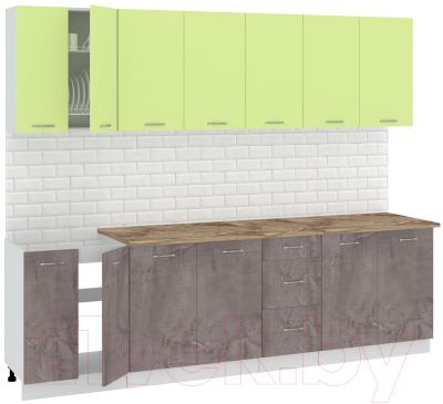 Готовая кухня Кортекс-мебель Корнелия Лира 2.6м (зеленый/оникс/мадрид)