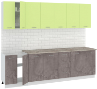 Кухонный гарнитур Кортекс-мебель Корнелия Лира 2.6м (зеленый/оникс/марсель) - 