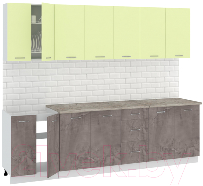 Готовая кухня Кортекс-мебель Корнелия Лира 2.6м (салатовый/оникс/марсель)