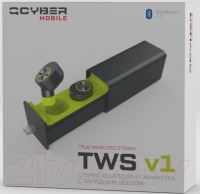 Беспроводные наушники Qcyber mobile TWS v1 (с зарядным чехлом)