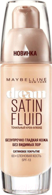 Тональный крем Maybelline New York Dream Satin Fluid тон 003 слоновая кость (30мл)