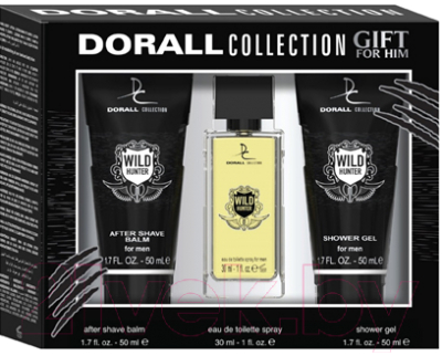 Парфюмерный набор Dorall Collection Wild Hunter Туалетная вода+гель для душа+бальзам после бритья (30мл+50мл+50мл)