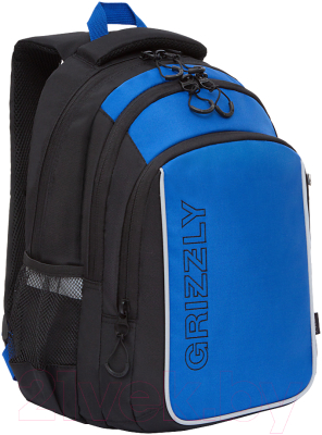 Школьный рюкзак Grizzly RB-152-1 (черный/синий)