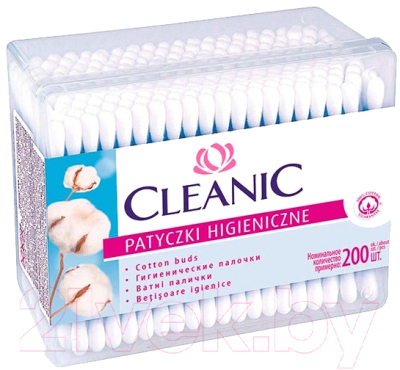 Ватные палочки Cleanic Classic прямоугольная коробка (200шт)