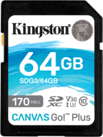 Карта памяти Kingston Canvas Go Plus SDXC (Class10) 64Gb (SDG3/64GB) - 