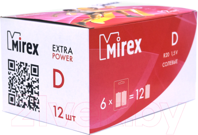 Комплект батареек Mirex R20 D 1.5V / 23702-LR20-E2 (2шт)