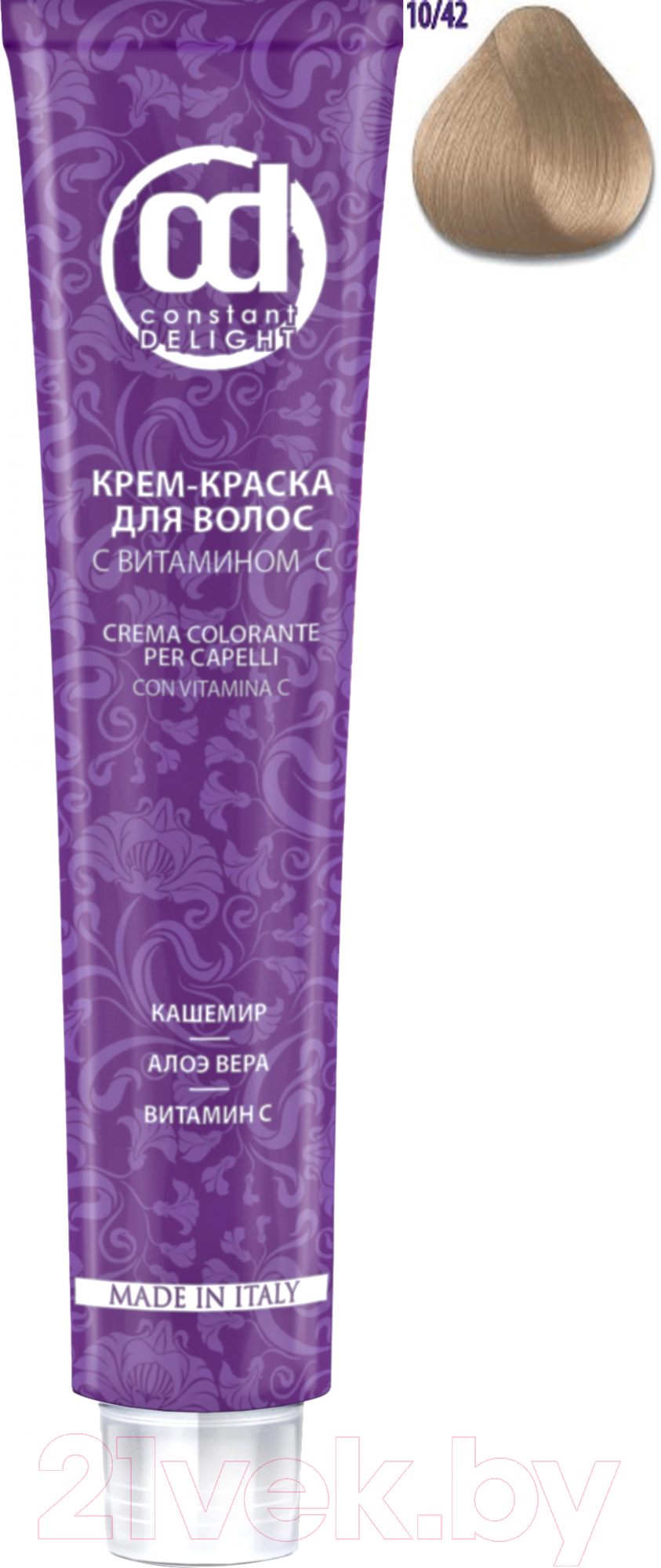 Крем-краска для волос Constant Delight Crema Colorante с витамином С 10/42 (100мл, светлый блондин бежево-пепельный)