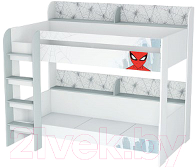 Двухъярусная кровать Polini Kids Marvel 5005 Человек паук (белый)