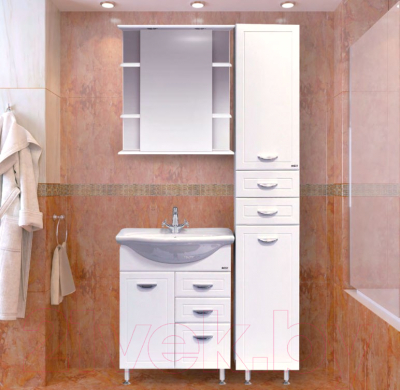 Шкаф с зеркалом для ванной Misty Магнолия 65 R / Э-Маг04065-01СвП