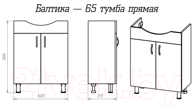 Тумба под умывальник Misty Балтика 65 / Э-Бал01065-011Пр