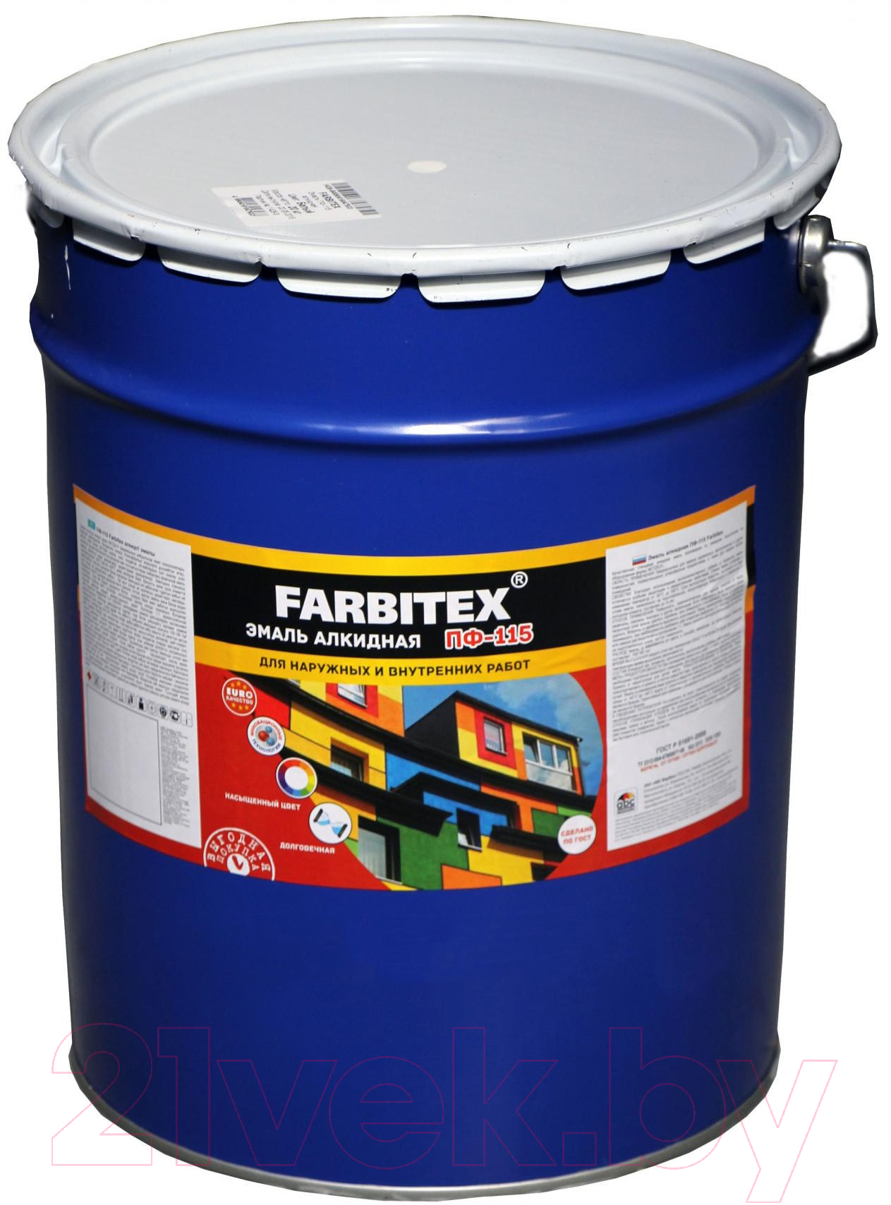 Эмаль Farbitex ПФ-11 (20кг, красный)