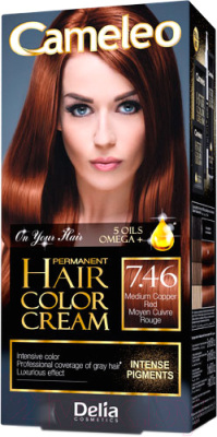 Крем-краска для волос Delia Cosmetics Cameleo 7.46 (средний медно-рыжий)