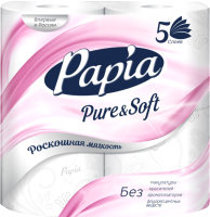 Туалетная бумага Papia Pure&Soft белый 5и слойная (4рул) - 