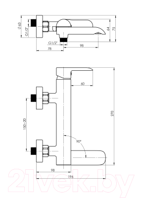 Смеситель Rubineta Ultra-10 (BK) (SW) / U10P68