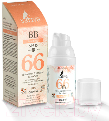 BB-крем Sativa Ухаживающий с тонирующим эффектом №66 Rose Beige SPF15 (30мл)