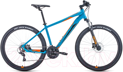 Велосипед Forward Apache 27.5 3.0 Disc 2021 / RBKW1M37G056 (21, бирюзовый/оранжевый)