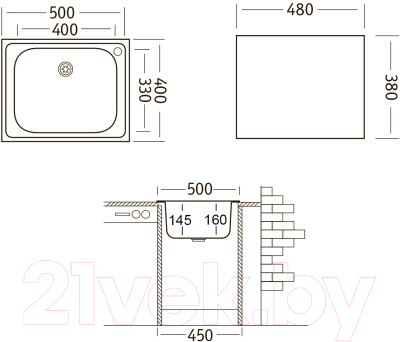 Мойка кухонная Ukinox Классика CLM500.400 T6C 2C (с сифоном)