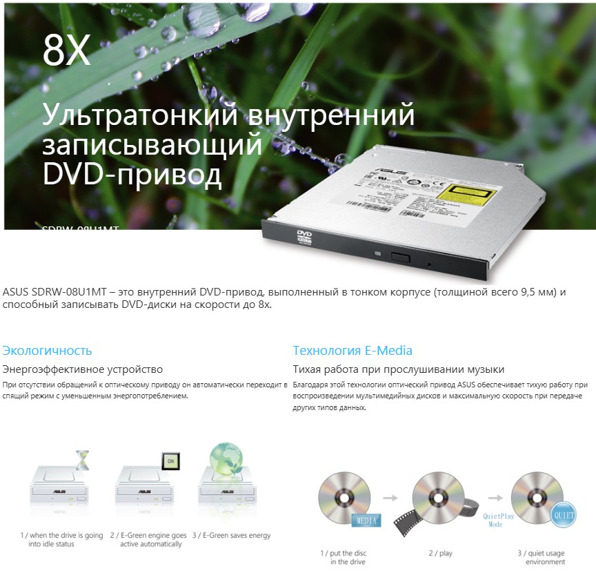 Привод DVD Multi Asus SDRW-08U1MT — фото 2