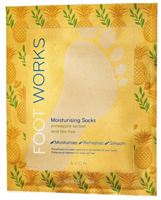 Носки для педикюра Avon Увлажняющие с ананасом и чайным деревом (2x20мл)
