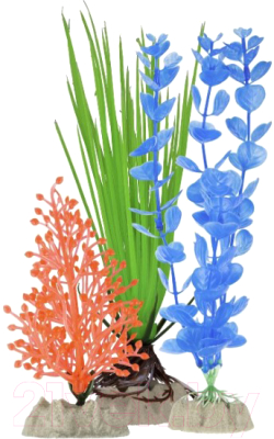 Набор декораций для аквариума GloFish Растение / 29286 (S оранжевый, M зеленый, L синий)