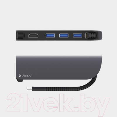 USB-хаб Deppa Type-C HDMI Power Delivery 3xUSB 3.0 / 73125 (графит)
