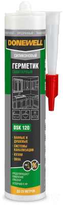 Герметик силиконовый Donewell Санитарный / DSK120 (260мл, прозрачный)