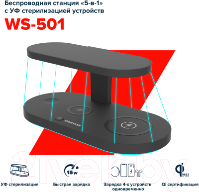 Зарядное устройство беспроводное Canyon WS-501 / CNS-WCS501B