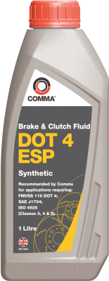 Тормозная жидкость Comma DOT 4 ESP / BF4ESP1L (1л)
