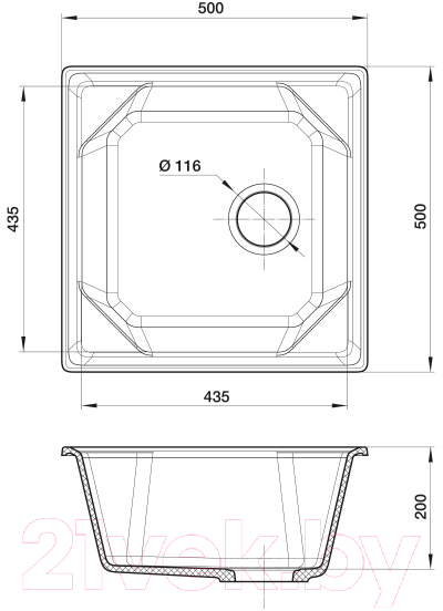 Мойка кухонная GranFest GF-U-500 (графит)