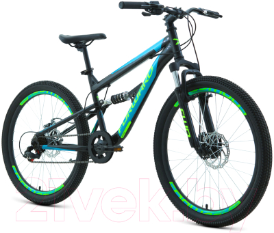 Велосипед Forward Raptor 24 2.0 Disc 2021 / RBKW1F146003 (15, черный/бирюзовый)