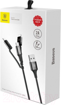 Кабель/переходник Baseus USB 2.0 - Lightning/microUSB/USB Type-C / CA3IN1-ZY01 (1.2м)