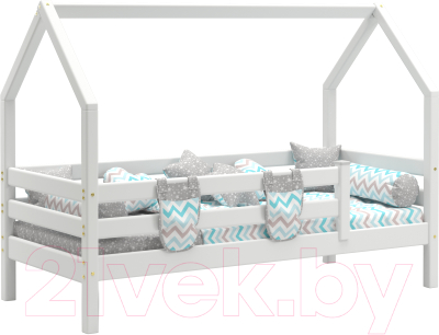 Стилизованная кровать детская Мебельград Соня с надстройкой (белый полупрозрачный)