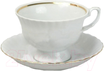 Чашка с блюдцем Cmielow i Chodziez Iwona / B164-8202I0A (золотая обводка)