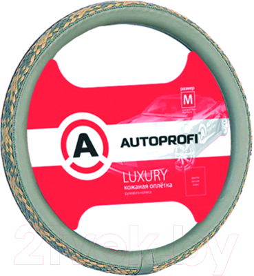 Оплетка на руль Autoprofi AP-810 D.GY/GY/BE (M)