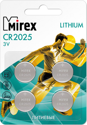 Комплект батареек Mirex CR2025 3V / CR2025-E4 (4шт)