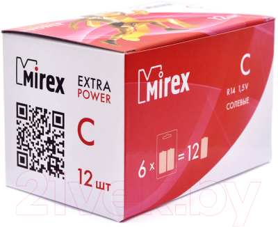 Комплект батареек Mirex R14 C 1.5V / 23702-ER14-E2 (2шт)