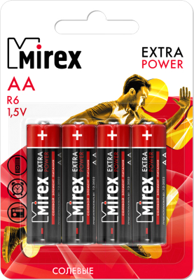 Комплект батареек Mirex R6 AA 1.5V / ER6-E4 (4шт)