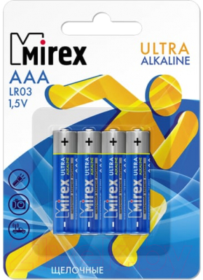 Комплект батареек Mirex R03 (AAA) 1.5V / LR03-E4 (4шт)