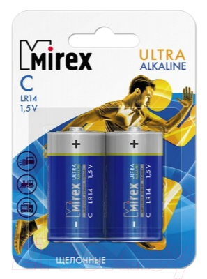Комплект батареек Mirex R14 C 1.5V / 23702-LR14-E2 (2шт)