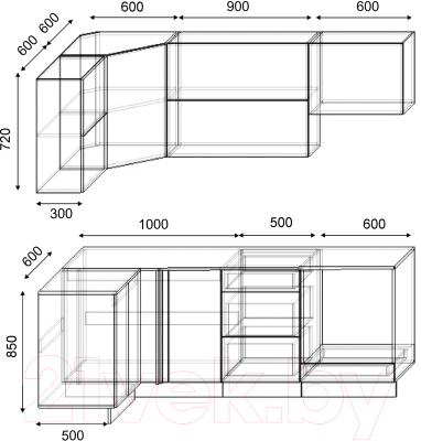 Кухонный гарнитур S-Company Клео крафт 1.2x2.1 левая (ателье темное/ателье светлое)