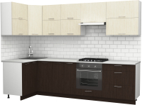 Кухонный гарнитур S-Company Клео крафт 1.2x2.9 левая (файнлайн мокка/файнлайн крем) - 