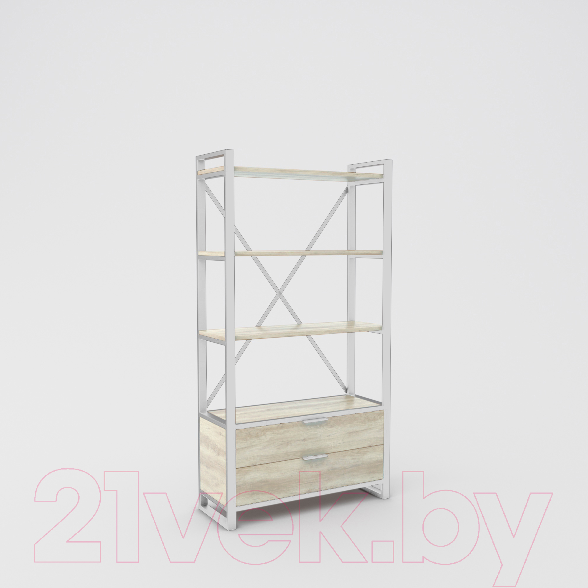 Стеллаж Hype Mebel Стандарт Люкс 50x170 (белый/древесина белая) — фото 3