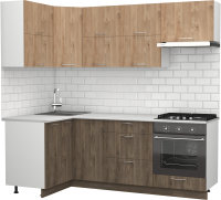 Кухонный гарнитур S-Company Клео крафт 1.2x2.2 левая (гикори темный/гикори натуральный) - 