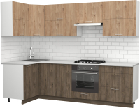 Кухонный гарнитур S-Company Клео крафт 1.2x2.7 левая (гикори темный/гикори натуральный) - 